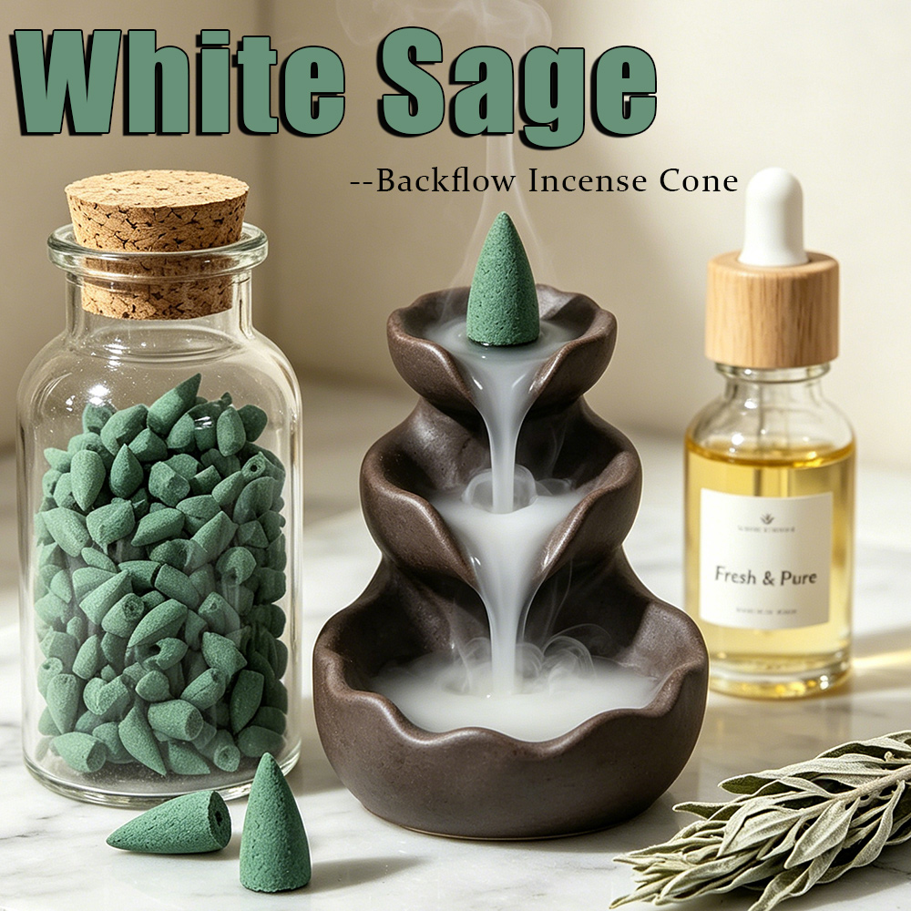 ホワイトセージの香りのバックフローインセンスコーン、天然の香 - Perfume Fragrance Oils For Candles のレビューと価格