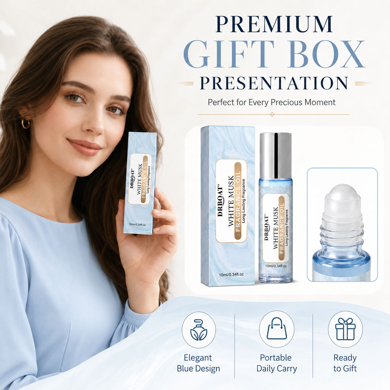 女性用ロールオン香水オイル、ホワイトムスクの香り、アルコール - Musk White Oil のレビューと価格