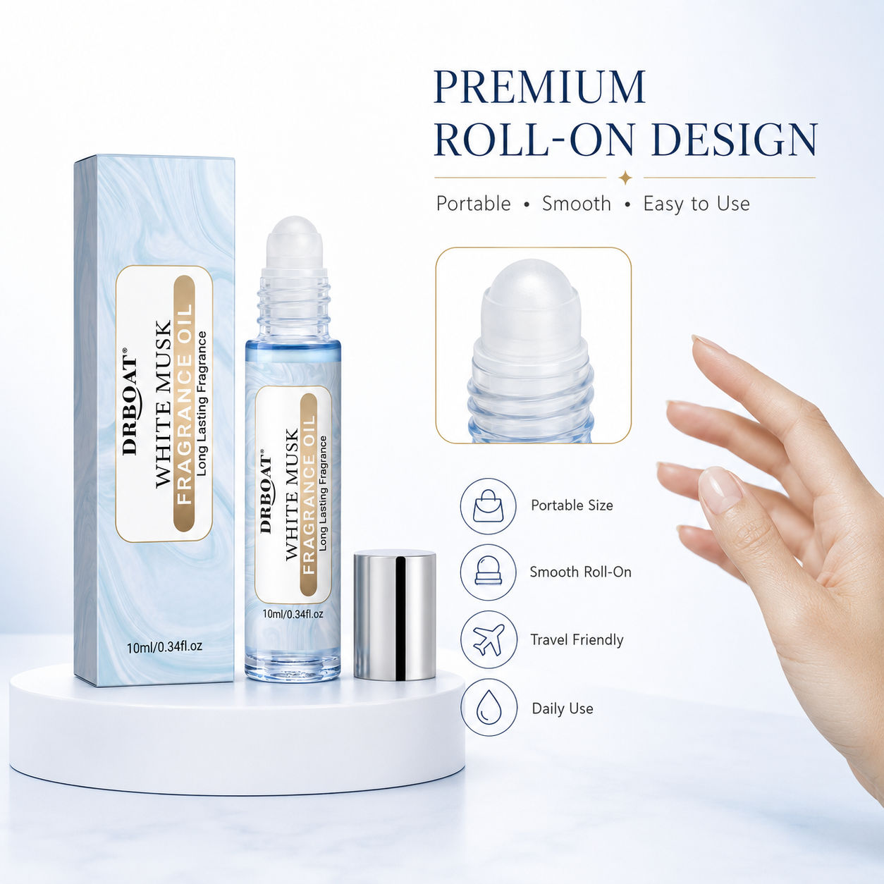 女性用ロールオン香水オイル、ホワイトムスクの香り、アルコール - Musk White Oil のレビューと価格