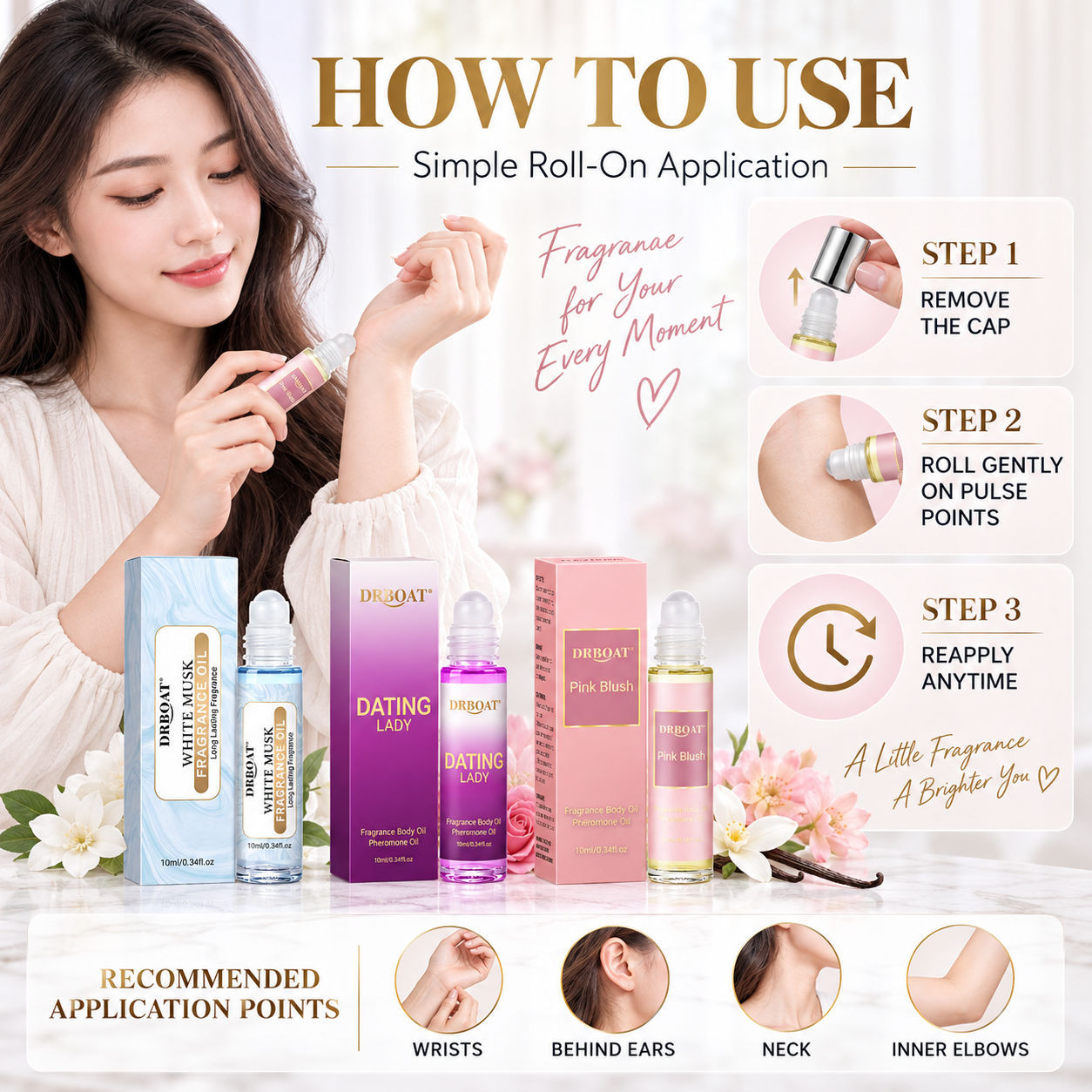 10mlの女性用ロールオンオイル香水。フローラルフルーティー - On Perfume & Fragrance Kota Bogor のレビューと価格