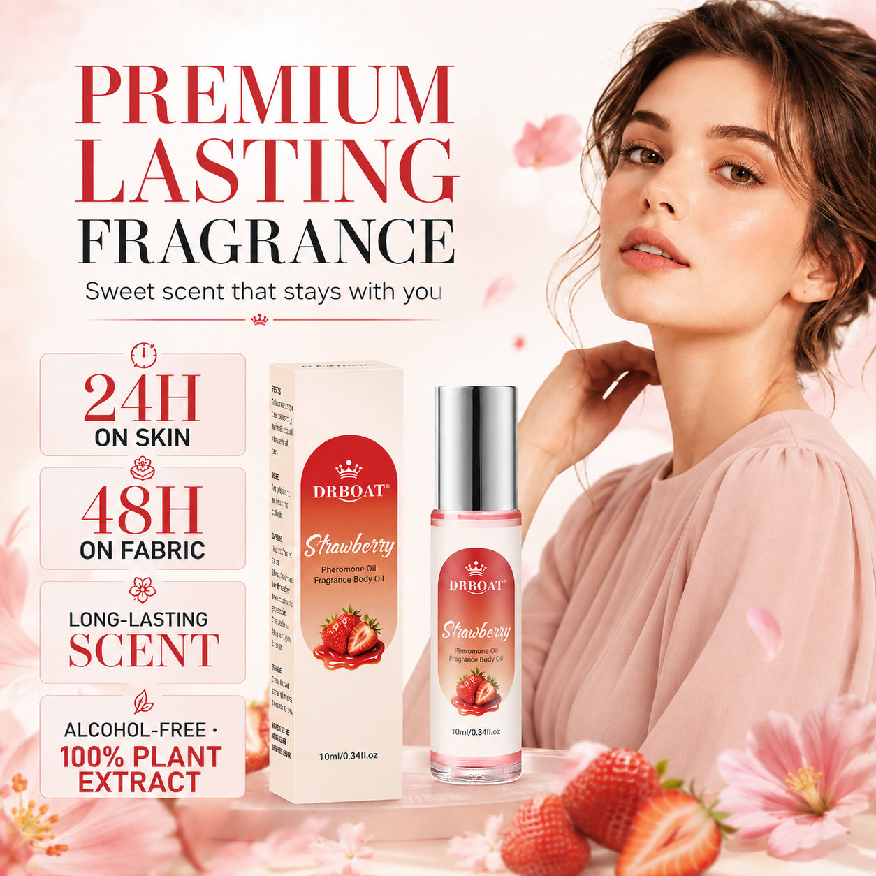 女性用ストロベリーロールオン香水オイル 10ml 長時間持続 - On Perfume & Fragrance Kota Bogor のレビューと価格