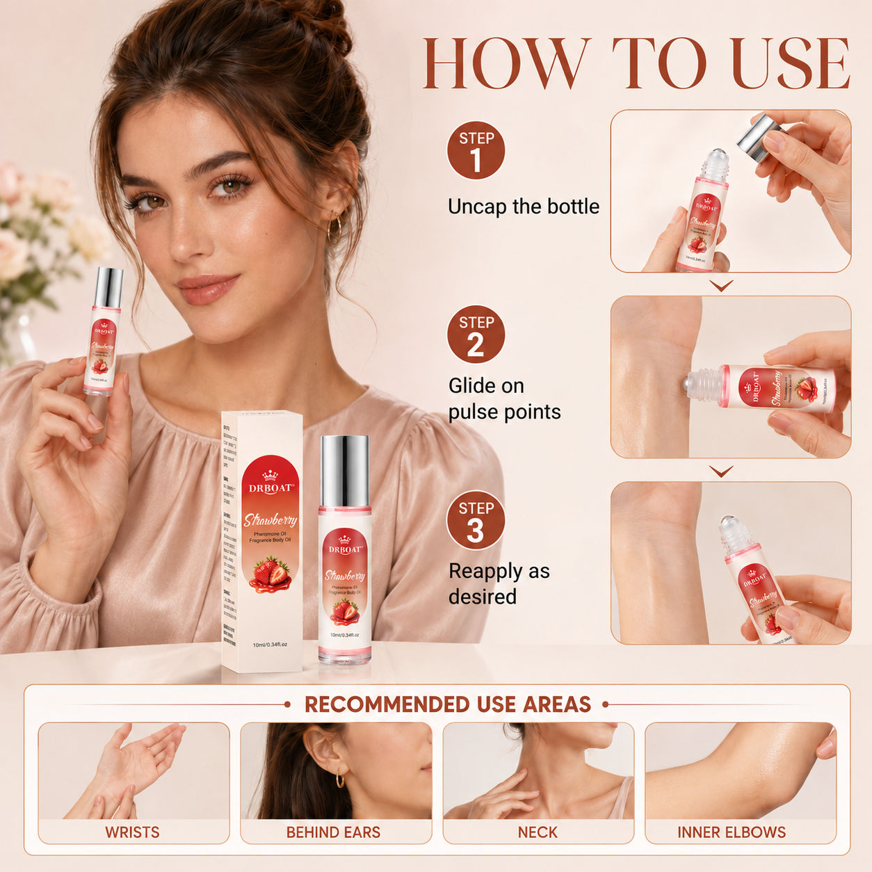 女性用ストロベリーロールオン香水オイル 10ml 長時間持続 - On Perfume & Fragrance Kota Bogor のレビューと価格